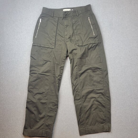 Abercrombie & Fitch Barrel Pants Womens Size 8 Green 29 Short Tapered Leg - Picture 1 of 14